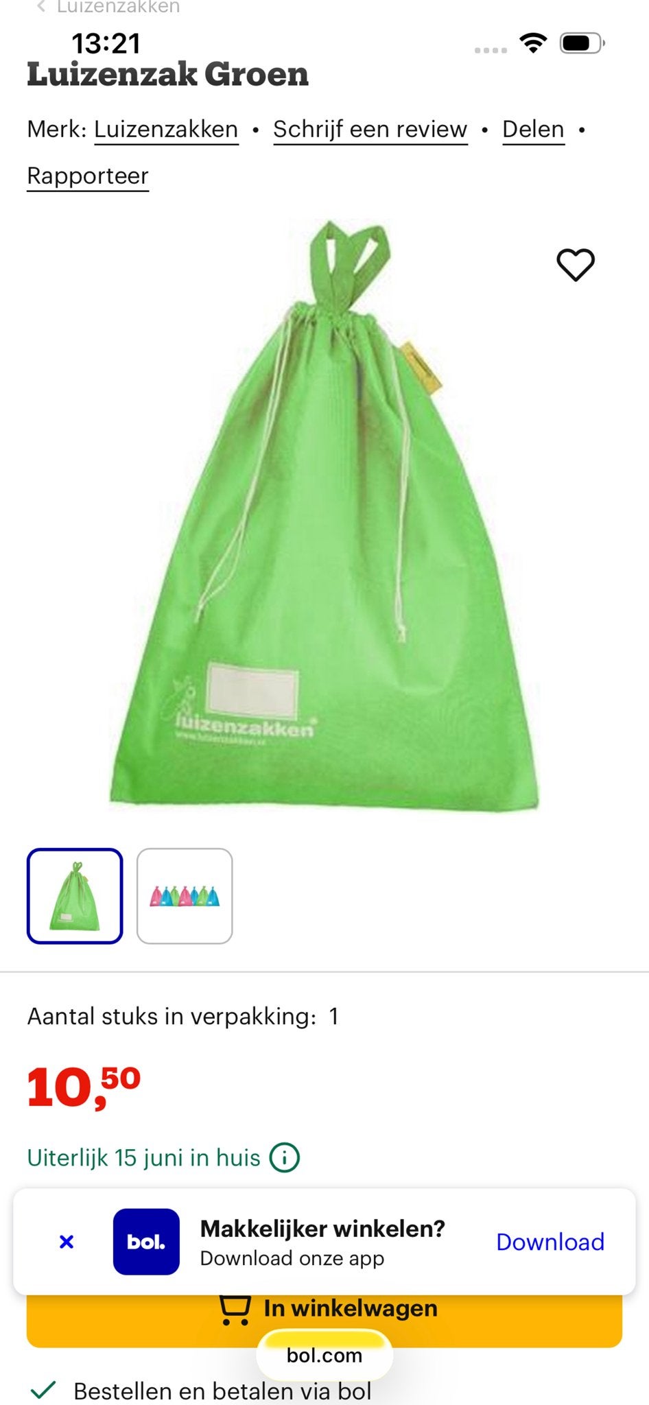 Luizenzak Groen - Handige Opbergzak voor School, Ophalen of Verzenden, Nieuw