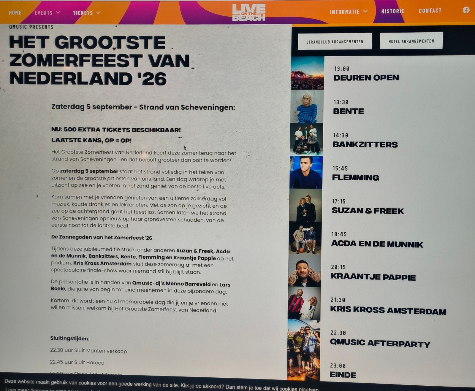 te koop;2 kaarten voor Het Grootste Zomerfeest van Nederland, Twee personen