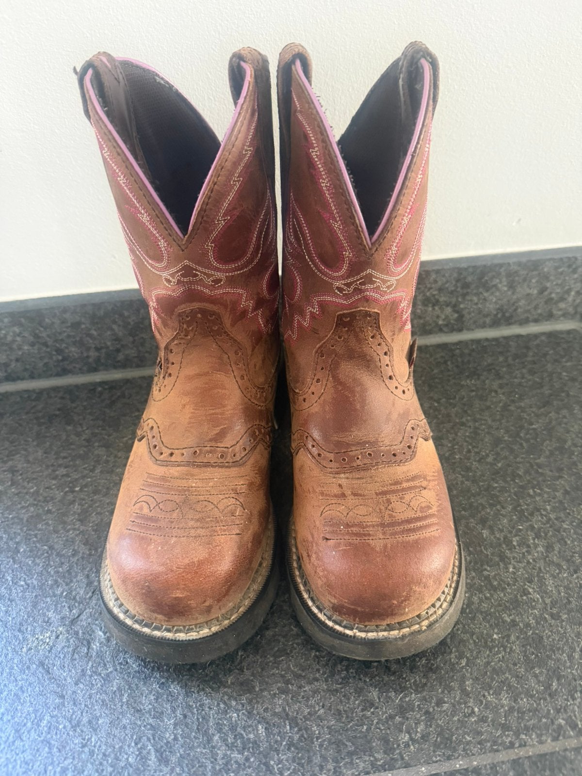 Justin boots verstevigde  neus, Gebruikt, Overige merken, Ophalen of Verzenden, Bruin