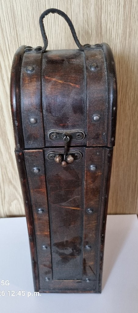 Luxe vintage wijnkoffer, Ophalen, Zo goed als nieuw, Hout, Minder dan 5 flessen