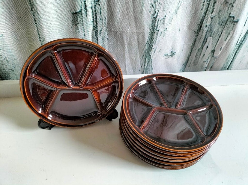Vintage fondueborden / gourmetborden, Ophalen of Verzenden, Keramiek, Overige stijlen, Overige typen