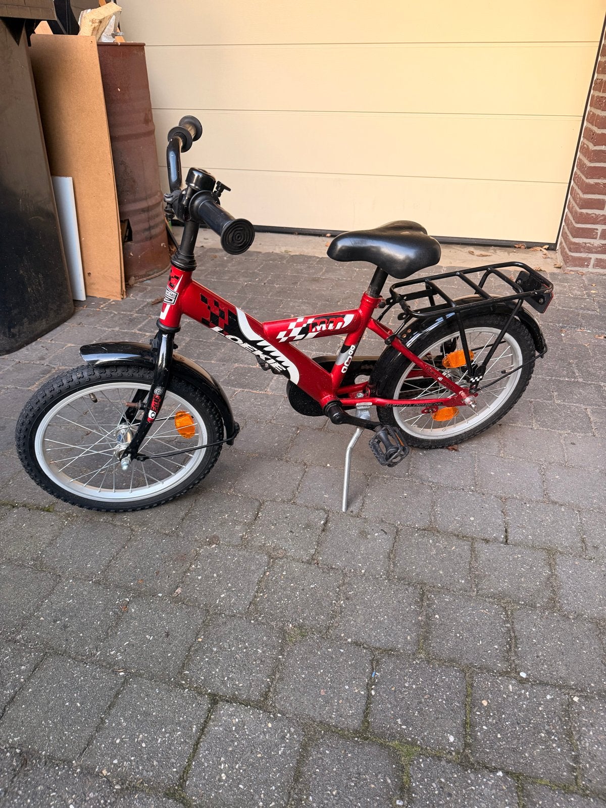 Loekie kinderfiets 16 inch - Rood, Ophalen, Gebruikt, Terugtraprem, 16 tot 20 inch