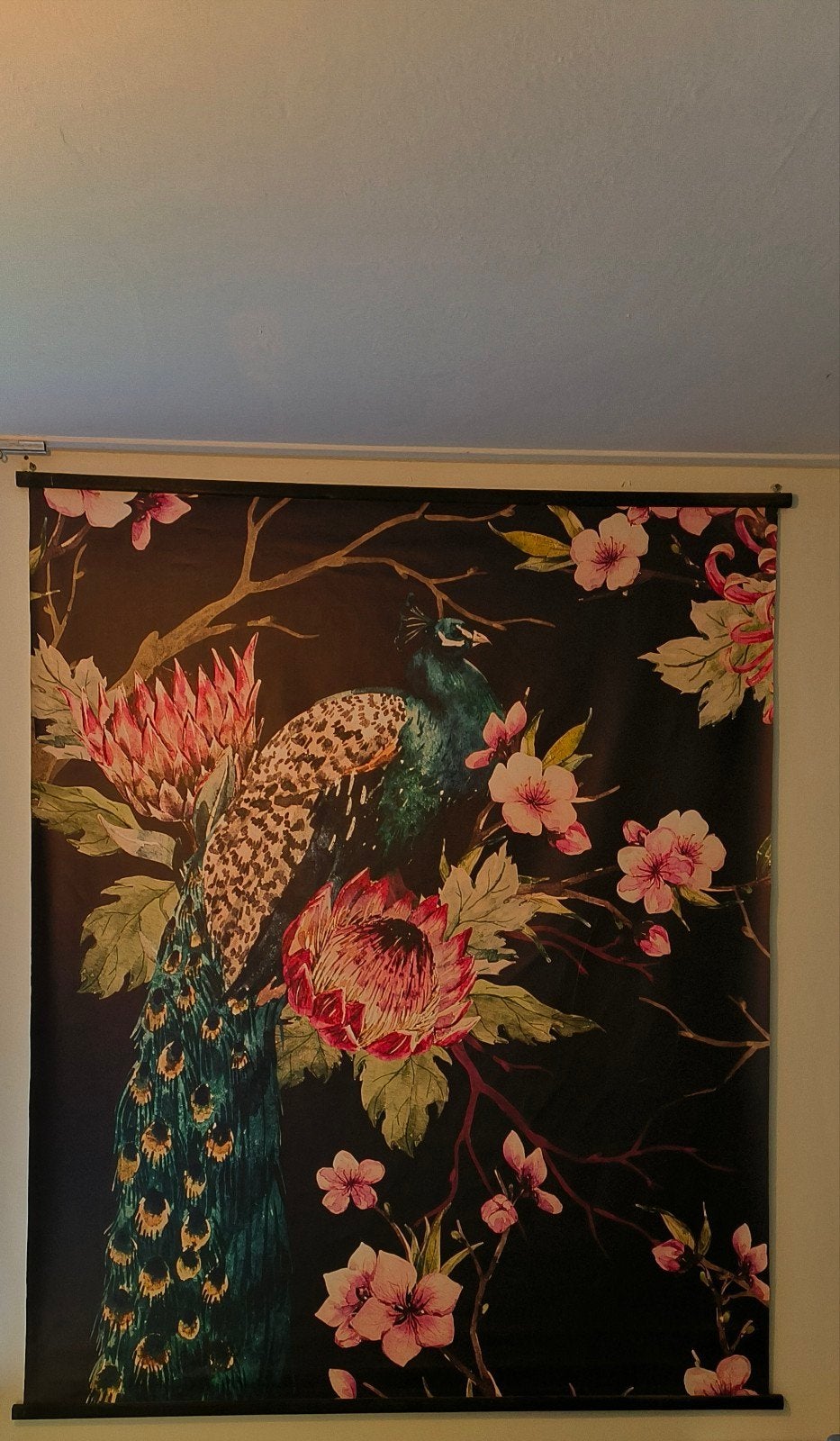 Grote afbeelding op doek - Pauw en bloemen, Ophalen, Gebruikt, Overige typen