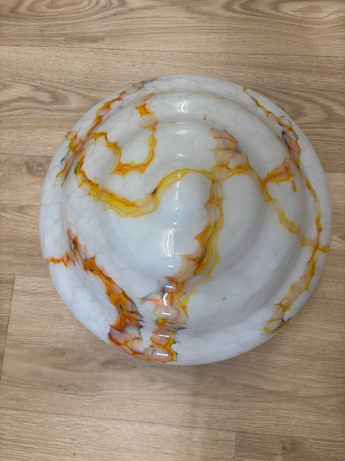 Art Deco Gemarmerde Glazen Plafondlamp/lampenkap Jaren '30, Ophalen
