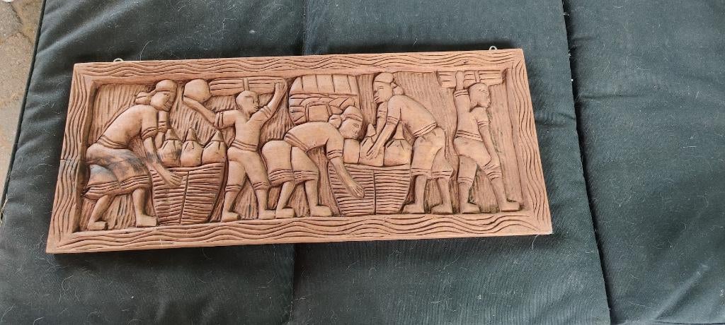 Handgesneden paneel, Antiek en Kunst, Kunst | Beelden en Houtsnijwerken, Ophalen of Verzenden
