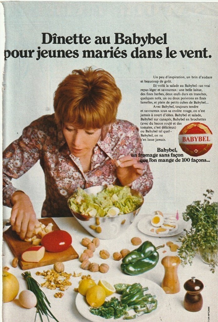 Retro reclame 1970 Babybel kaas zuivel in je salade, Verzenden, Overige typen