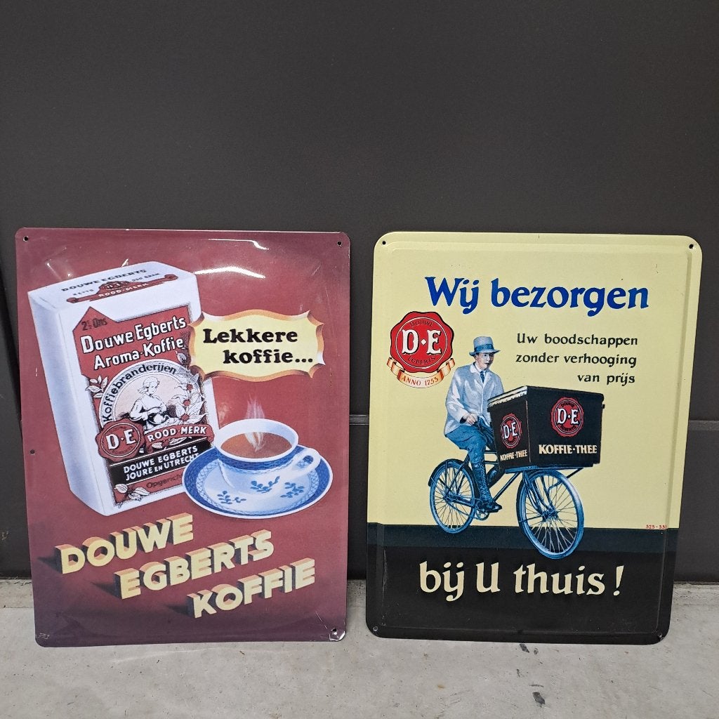 reclamebord Douwe Egberts 2 stuks, Ophalen of Verzenden, Zo goed als nieuw, Reclamebord