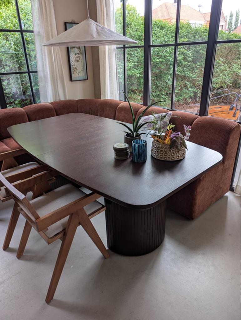 Uitschuifbare eettafel Deens ovaal 200 - 250 - 300 cm, Huis en Inrichting, Tafels | Eettafels, Ophalen, Gebruikt, 100 tot 150 cm