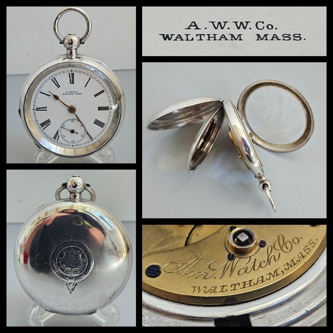 Antiek zilver, 925 zilveren Waltham heren zakhorloge, Ophalen of Verzenden