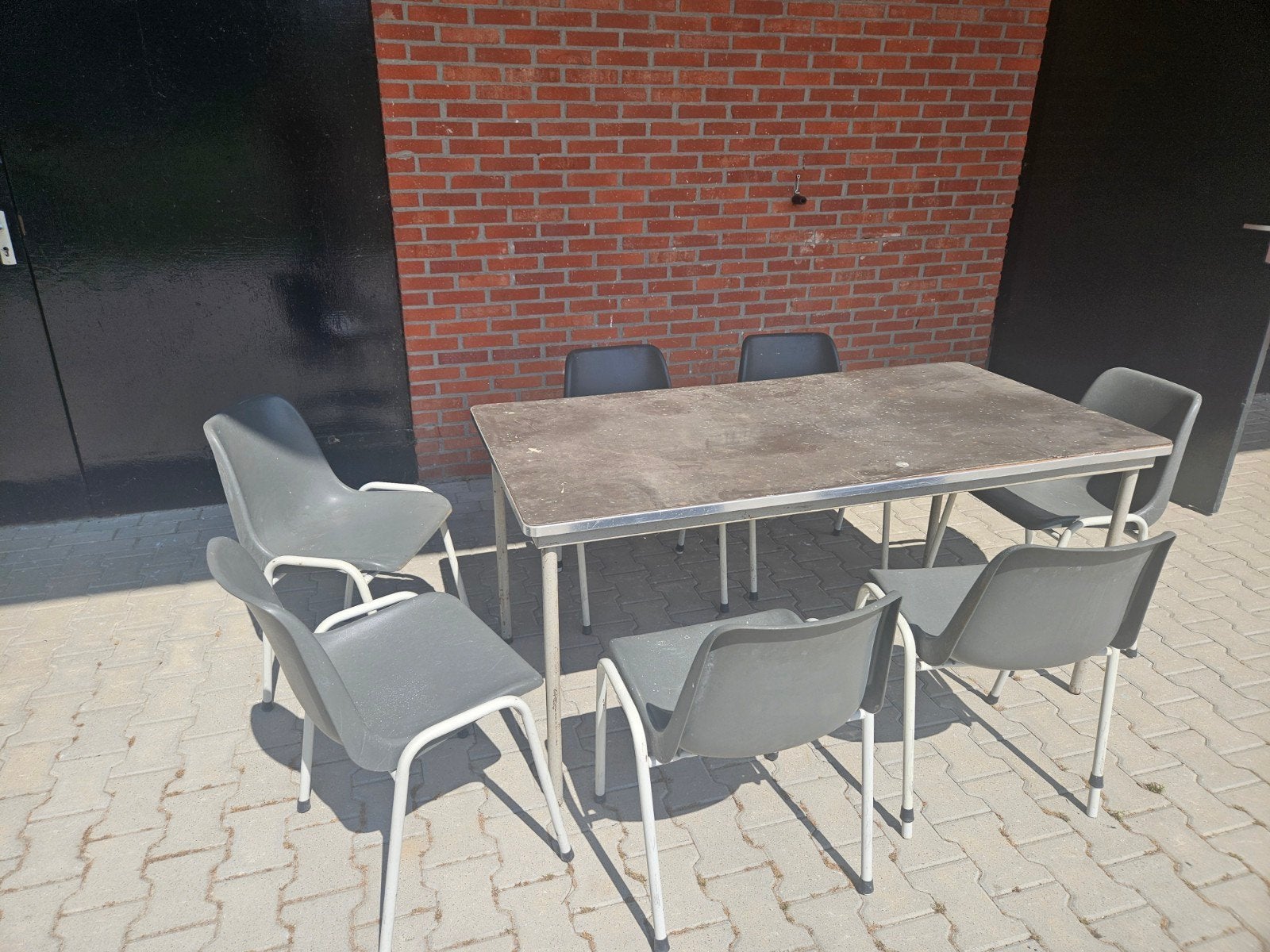 tafel + 7 stoelen, Huis en Inrichting, Stoelen, Ophalen, Gebruikt