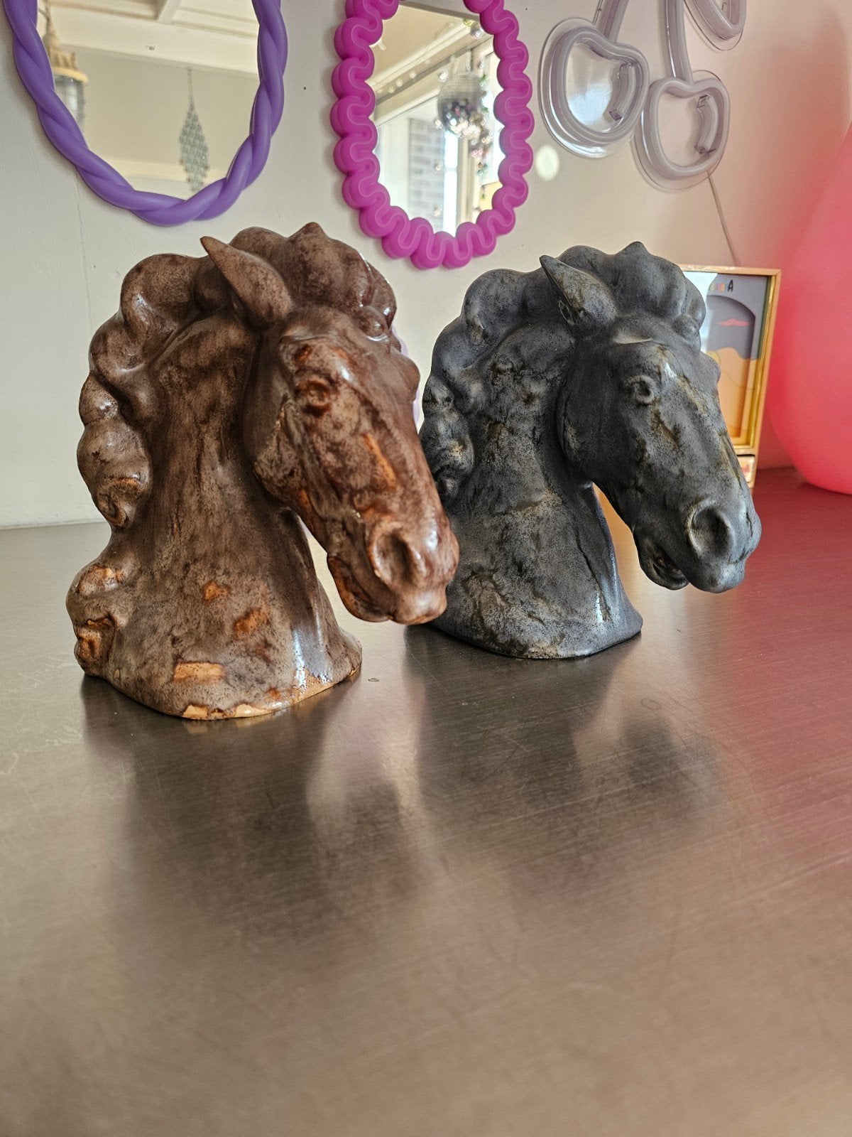 Vintage Alberta's Keramische Paardenhoofd Boekensteunen - Se, Ophalen of Verzenden