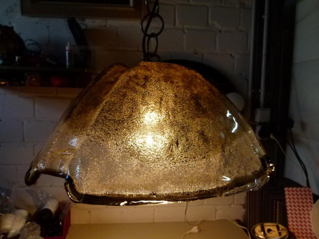 vintage hanglamp Glas Murano Bicolore Mazzega, Ophalen, Italy 70er, Zo goed als nieuw, Glas