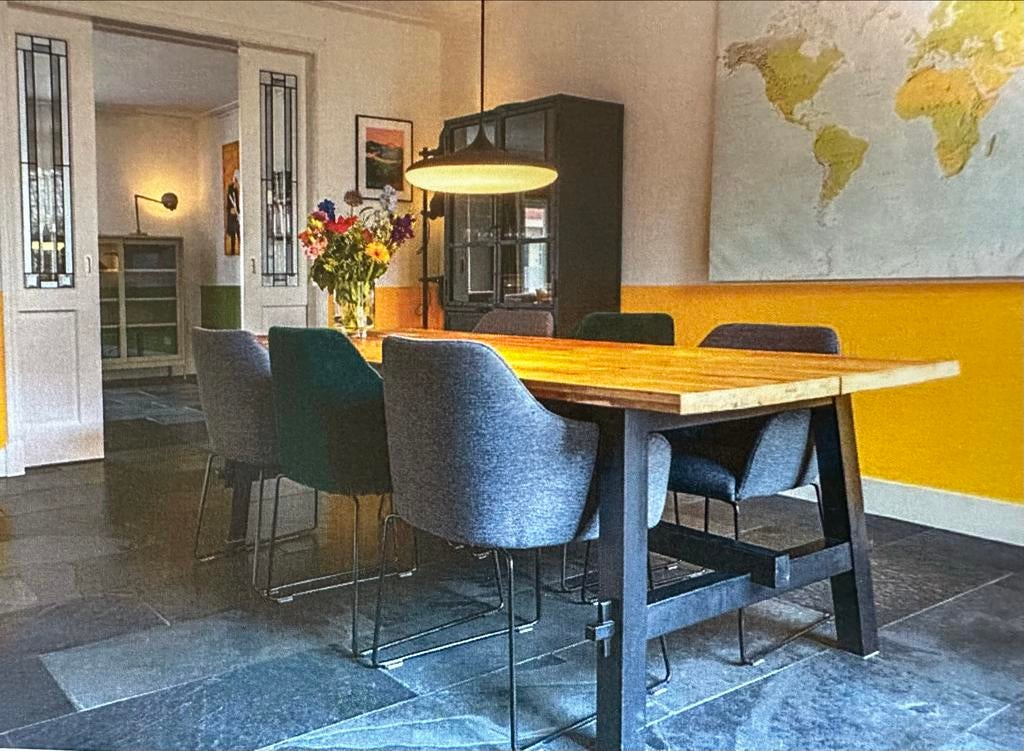 IKEA 6 eetkamer stoelen (4x grijs, 2x groen), Ophalen, Gebruikt, 200 cm of meer, 50 tot 100 cm