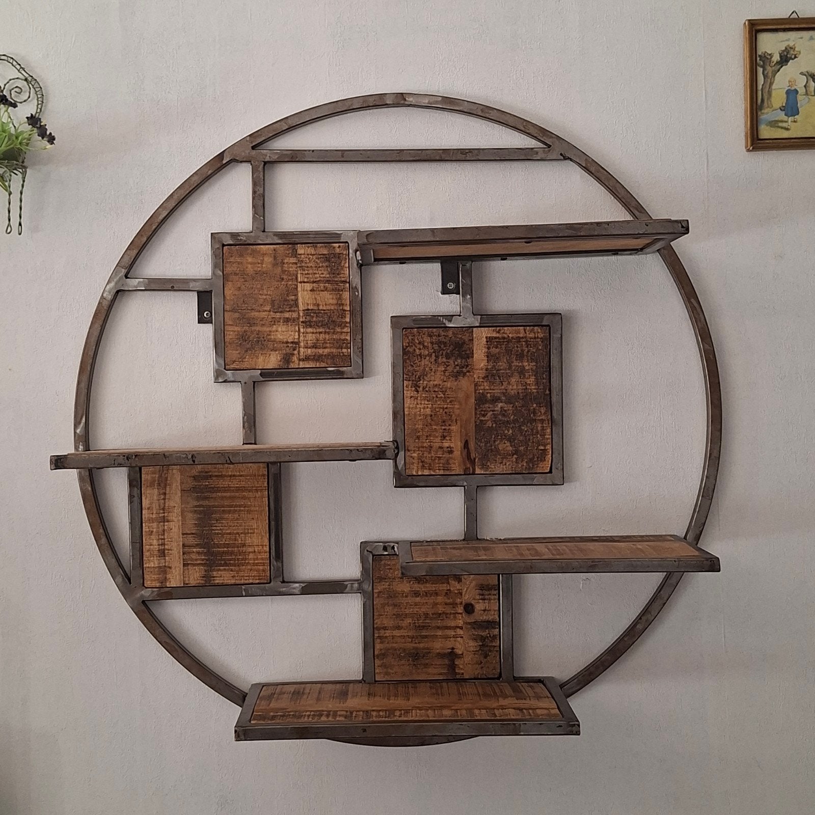 Industrieel wandrek Mangohout 76 cm, Huis en Inrichting, Ophalen, Zo goed als nieuw
