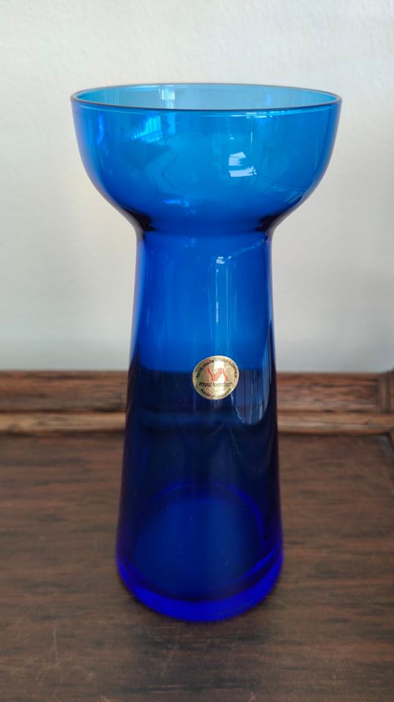 oud blauw hyacint vaasje antiek glas Royal Leerdam kristal, Ophalen of Verzenden