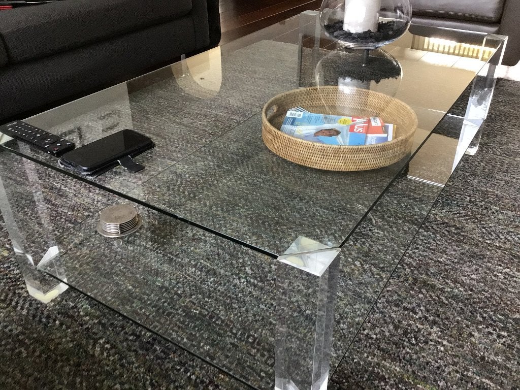 Salontafel glas, Ophalen, Gebruikt, 100 tot 150 cm, 50 tot 100 cm