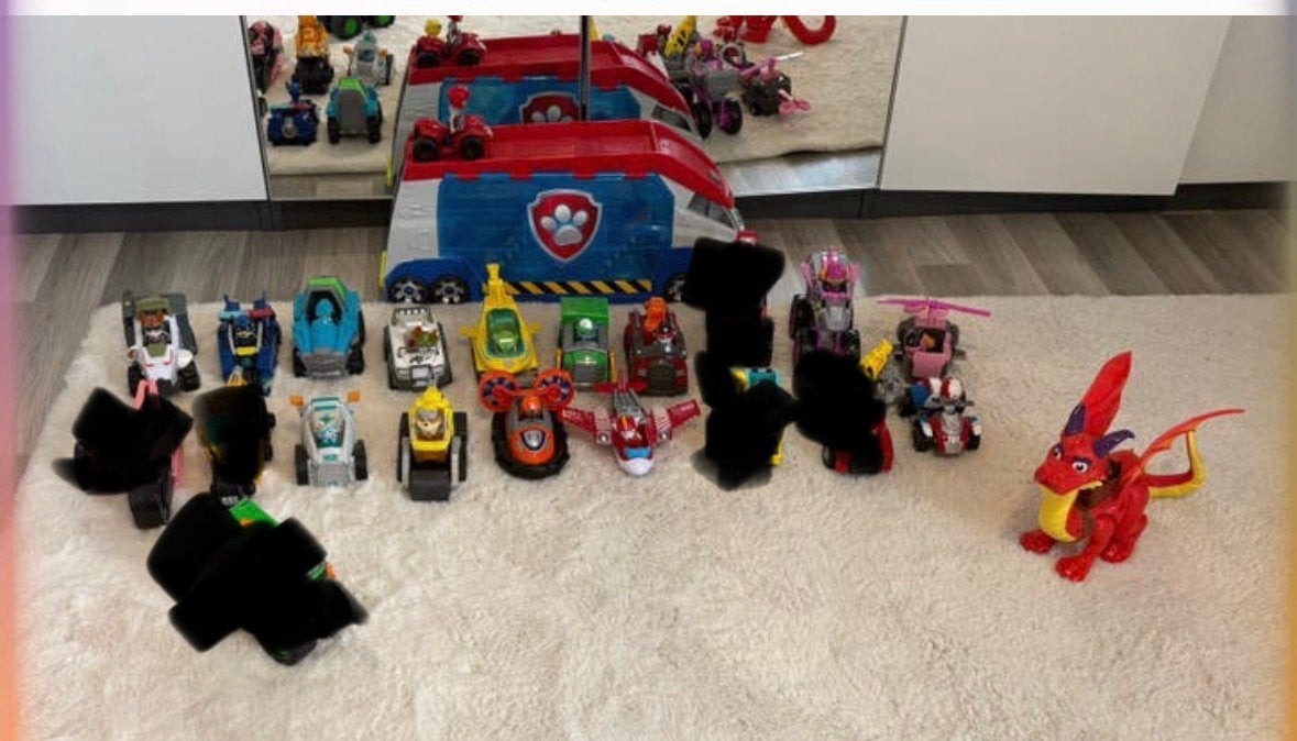 Grote Paw Patrol collectie: 14 auto's, vrachtwagen & draak, Ophalen of Verzenden, Zo goed als nieuw