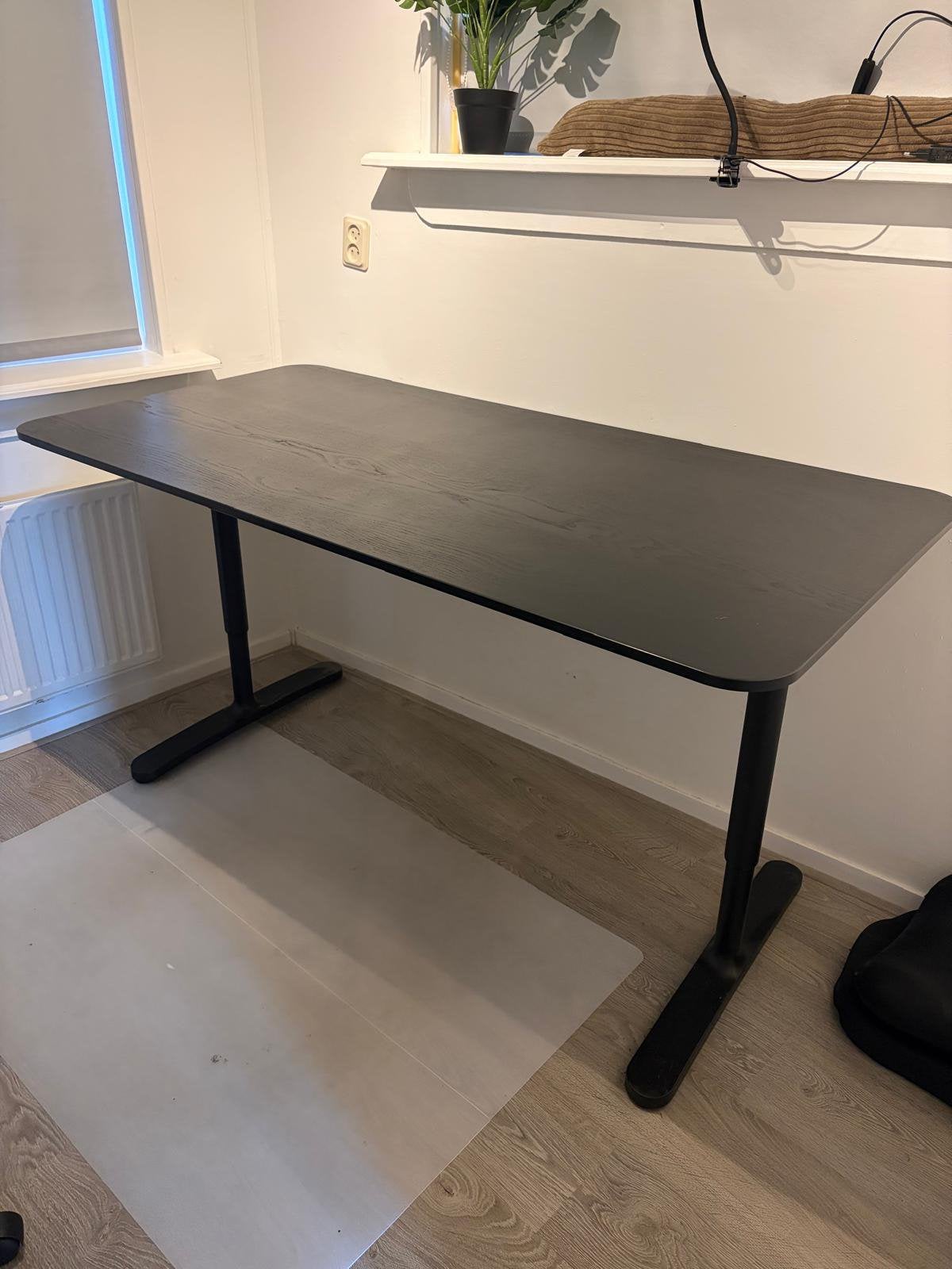 Zwart Bureau Ikea L160cm B80cm, Ophalen, Zwart, 160 cm, Gebruikt
