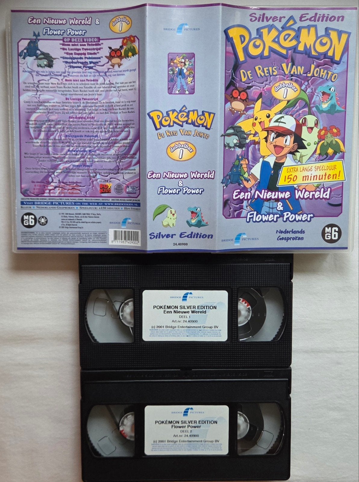 Pokemon Silver Edition Dubbelbox 1 VHS Cartoon/Anime, Alle leeftijden, Ophalen of Verzenden, Gebruikt