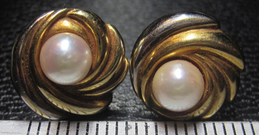 Vintage 14K gouden parel oorbellen mooie oorstekers, Ophalen, Zo goed als nieuw, Knopjes of Stekers, Goud