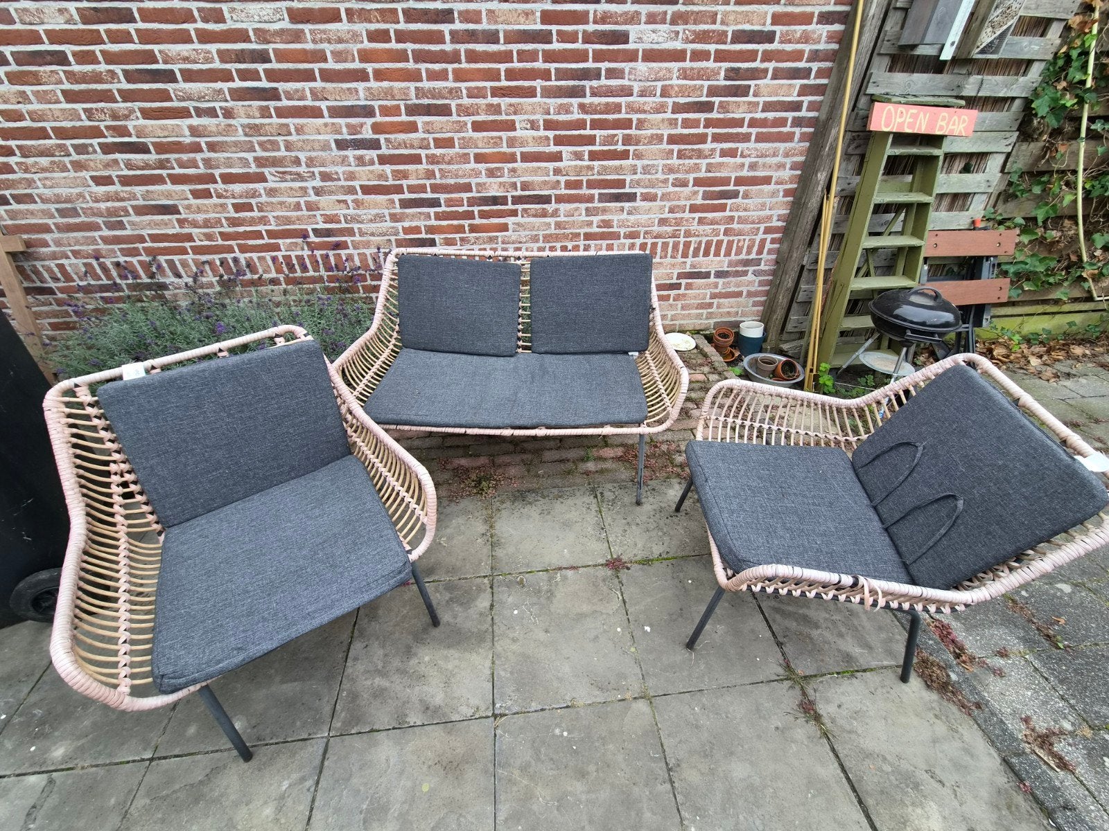 Loungeset - Gebruikte staat, Tuin en Terras, Ophalen, 4 zitplaatsen, Gebruikt, Loungeset
