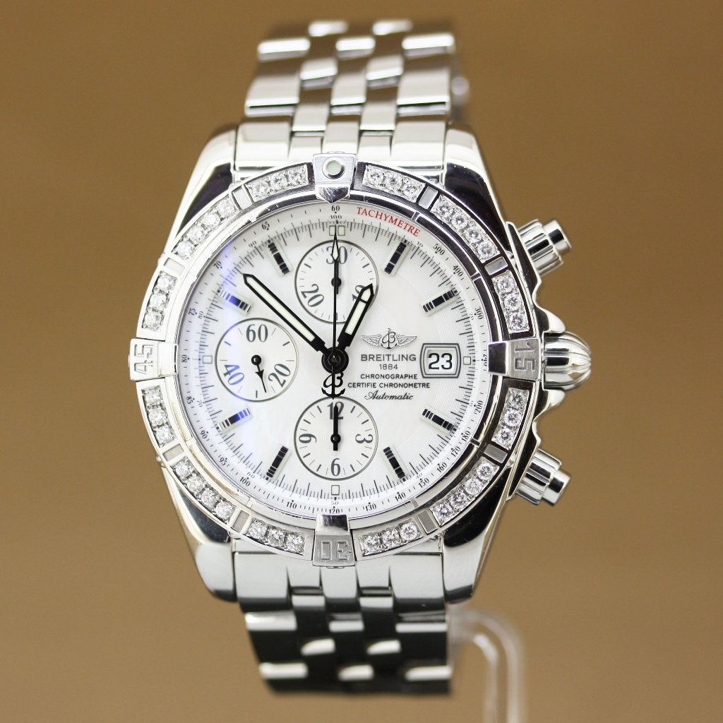 Breitling Chronomat Evo A13356 Parelmoer Diamant, Staal, Gebruikt, Staal, Breitling