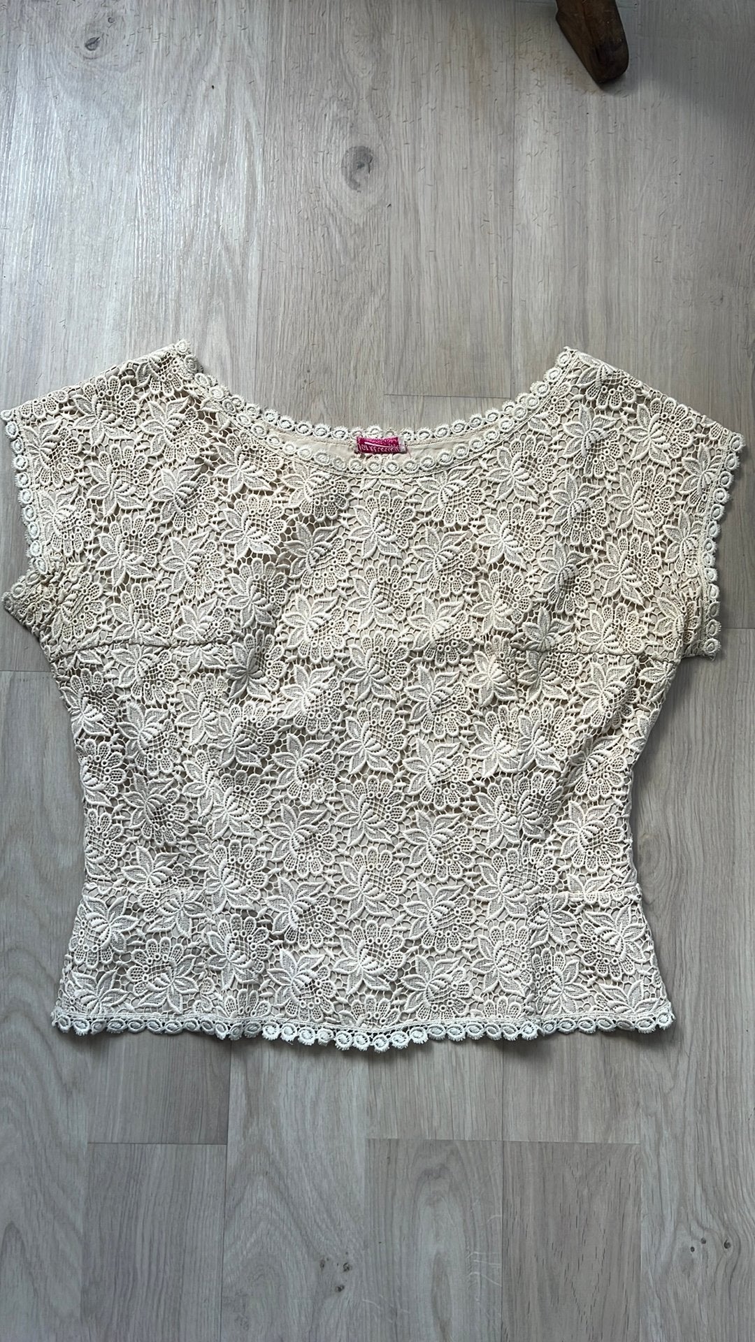 Vintage kanten Engelse top, Ophalen of Verzenden, Gedragen, Maat 36 (S), Zonder mouw