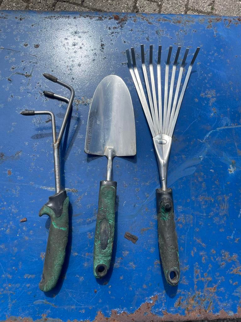 Tuinset: Schop, Hark en Cultivator - RVS, Tuin en Terras, Ophalen of Verzenden, Gebruikt, Schop