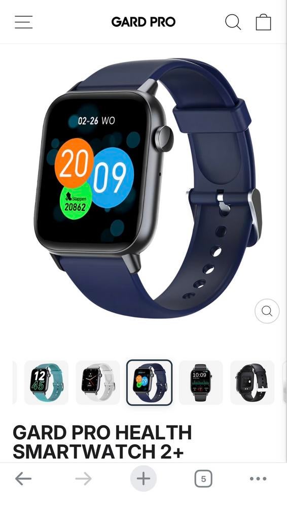 Gard pro health smartwatch 2+ NIEUW, Sieraden, Tassen en Uiterlijk, Smartwatches, Ophalen, Afstand, Zwart, Nieuw