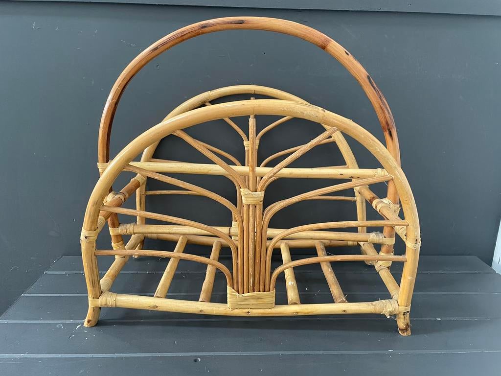 Vintage Rotan/bamboo Lectuur bak, Gebruikt, Ophalen of Verzenden, Minder dan 5 flessen, Minder dan 50 cm