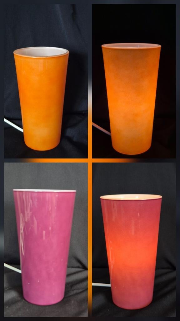 2 x ikea gavik ---> oranje en paars prijs per stuk, Ophalen of Verzenden, Gebruikt, Glas, Minder dan 50 cm