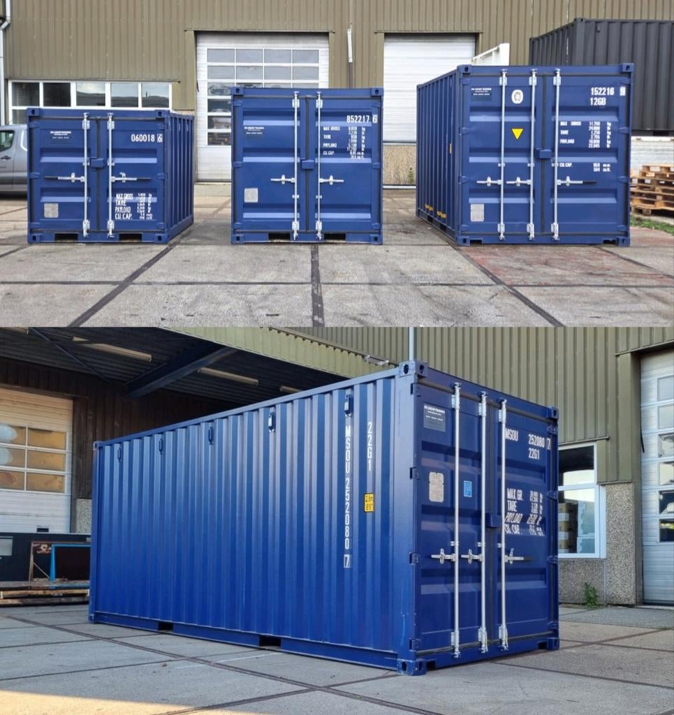 6FT 8FT 10FT 20FT CONTAINERS DONKERBLAUW RAL5013 NIEUW, Zakelijke goederen, Machines en Bouw | Keten en Containers, Ophalen of Verzenden