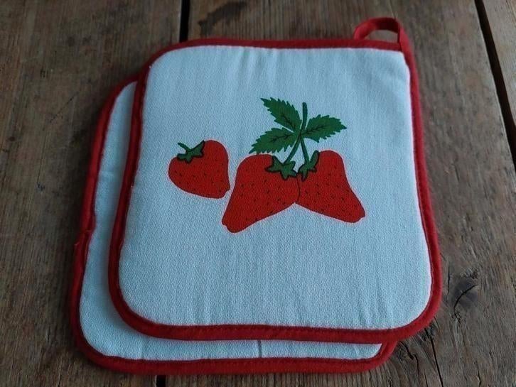 Pannenlappen NIEUW 16x16cm retro fruit, Verzenden, Nieuw, Rood, Overige typen