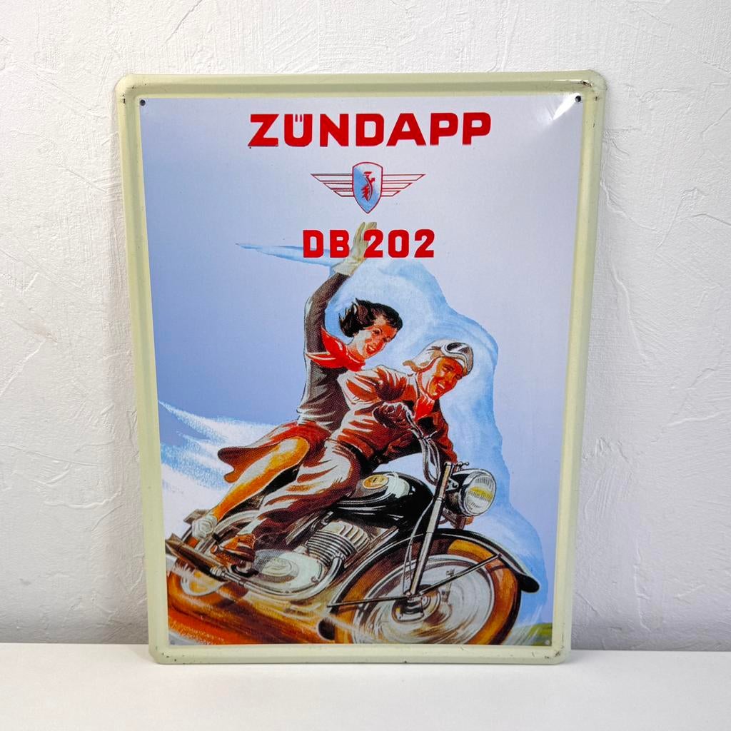Zündapp DB 202 metalen reclamebord, Reclamebord, S, Ophalen of Verzenden, Zo goed als nieuw