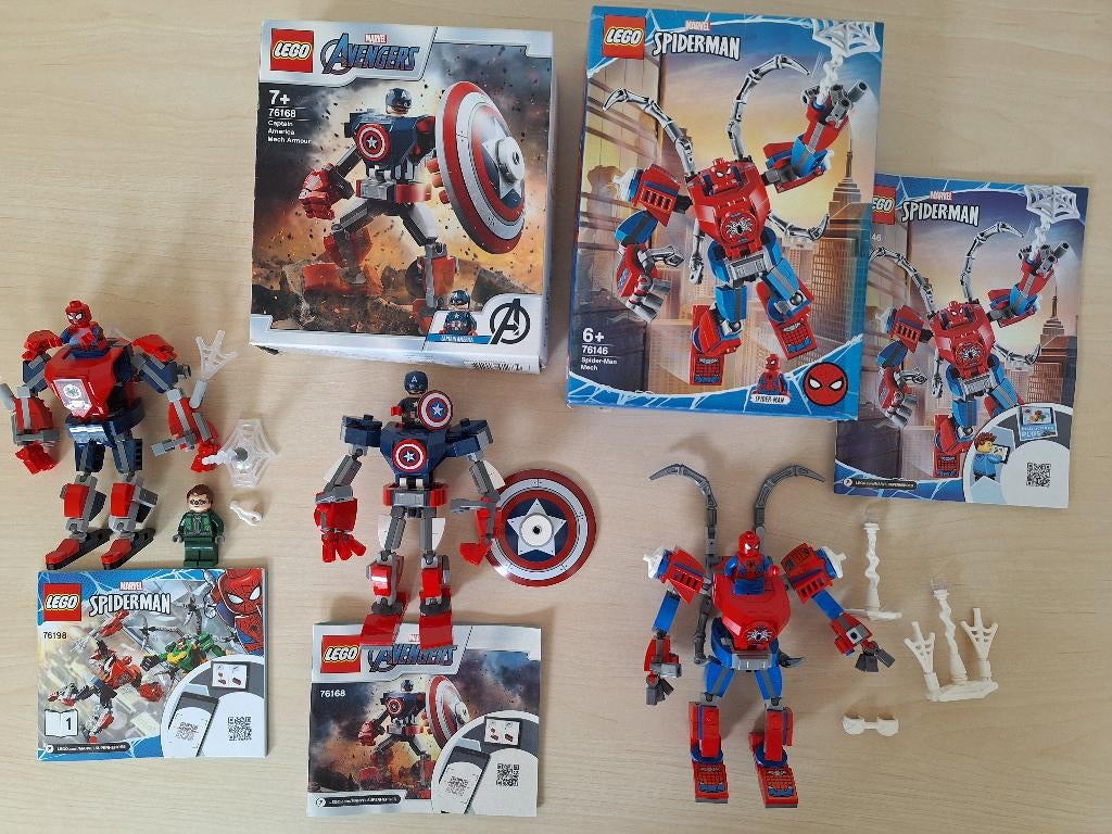 Lego: 76168 Captain Amerika, 76146 Spiderman, 76198 Marvel, Kinderen en Baby's, Speelgoed | Duplo en Lego, Zo goed als nieuw, Lego