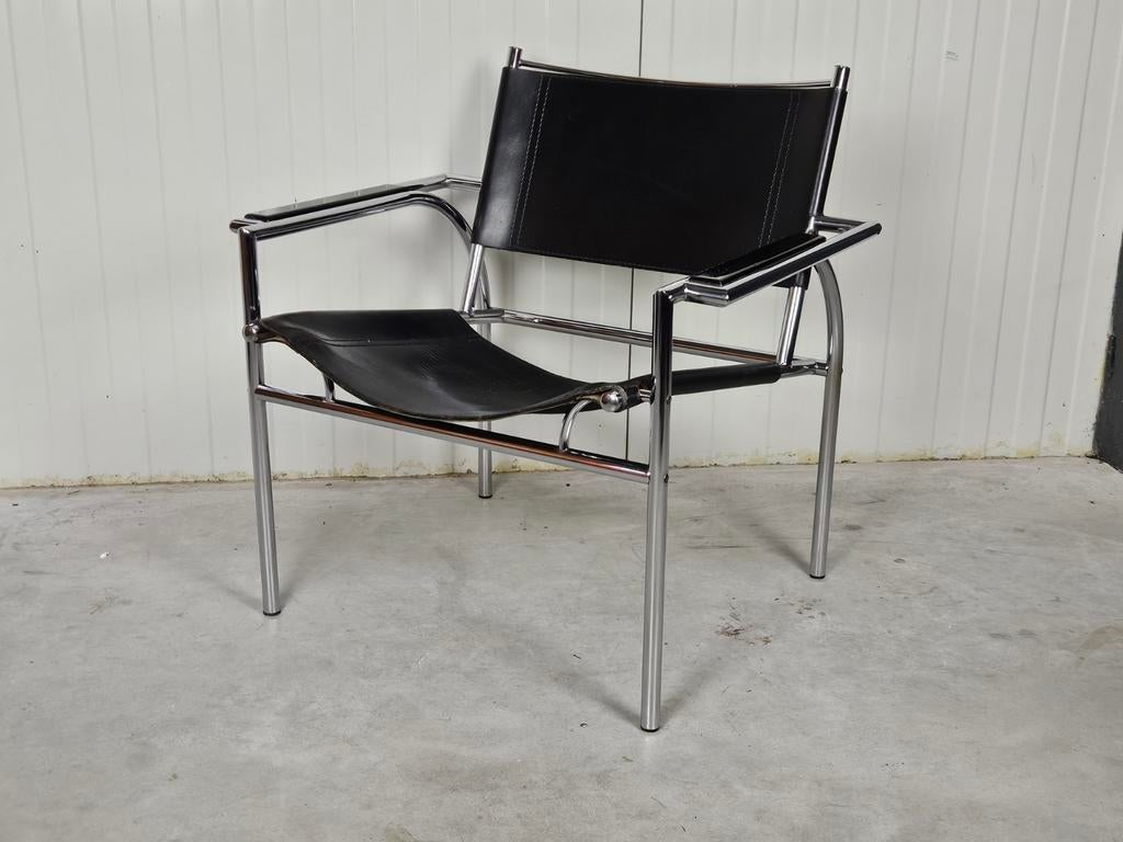 Vintage fauteuil lounge stoel, Huis en Inrichting, Gebruikt, Zwart, Vintage, Ophalen of Verzenden