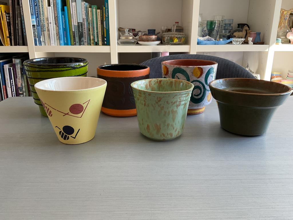 4x vintage bloempotten ADCO, Fat Lava, Art Deco, … €10-15, Ophalen of Verzenden