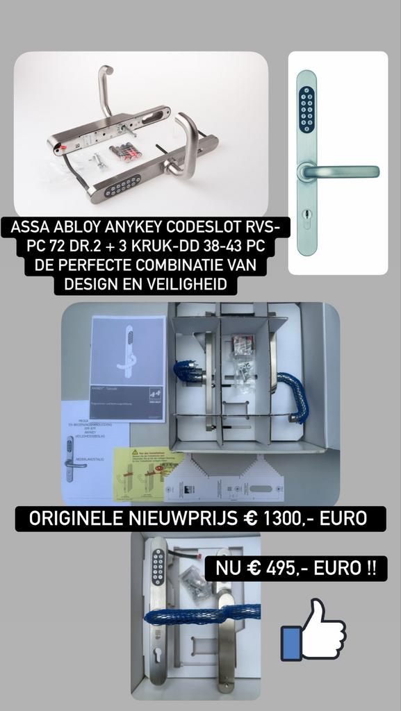 Nieuw Assa Abloy Anykey Codeslot RVS-pc 72 DR.2 + 3, Doe-het-zelf en Verbouw, Hang- en Sluitwerk, Ophalen of Verzenden, Nieuw