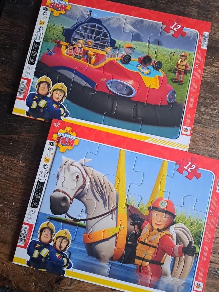 2 brandweerman sam puzzels, Ophalen of Verzenden, 10 tot 50 stukjes, Zo goed als nieuw, 2 tot 4 jaar