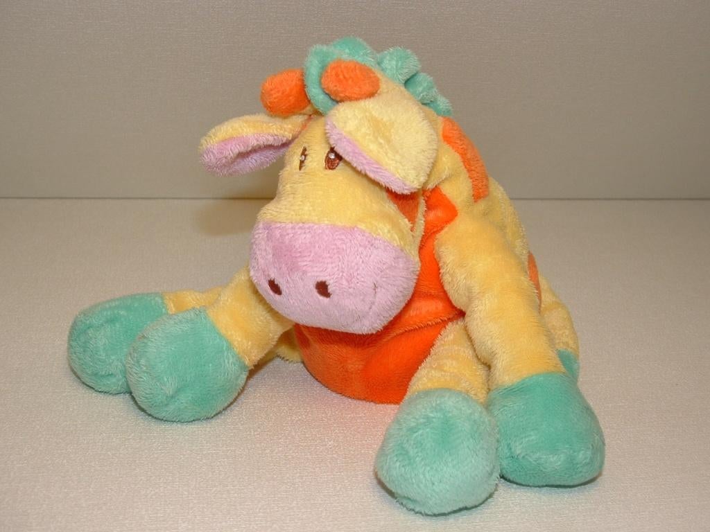 EVORA KRUIDVAT GIRAFFE VELOURS GEEL MET ORANJE VLEKJES EN, Kinderen en Baby's, Speelgoed | Knuffels en Pluche, Ophalen, Nieuw