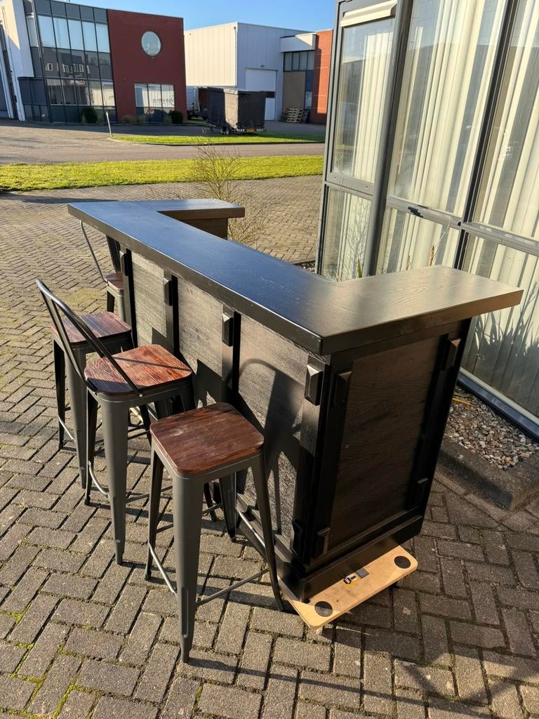 Zwarte bar 200 cm huisbar thuisbar kroeg café mancave, Ophalen of Verzenden, Zo goed als nieuw