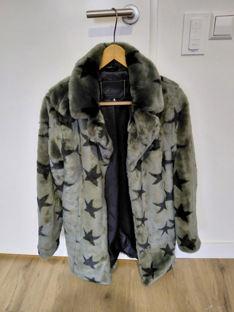 Goosecraft Bontjas Donkergroen met Zwarte Sterren zgn, Kleding | Dames, Maat 38/40 (M), Goosecraft, Ophalen of Verzenden, Zo goed als nieuw