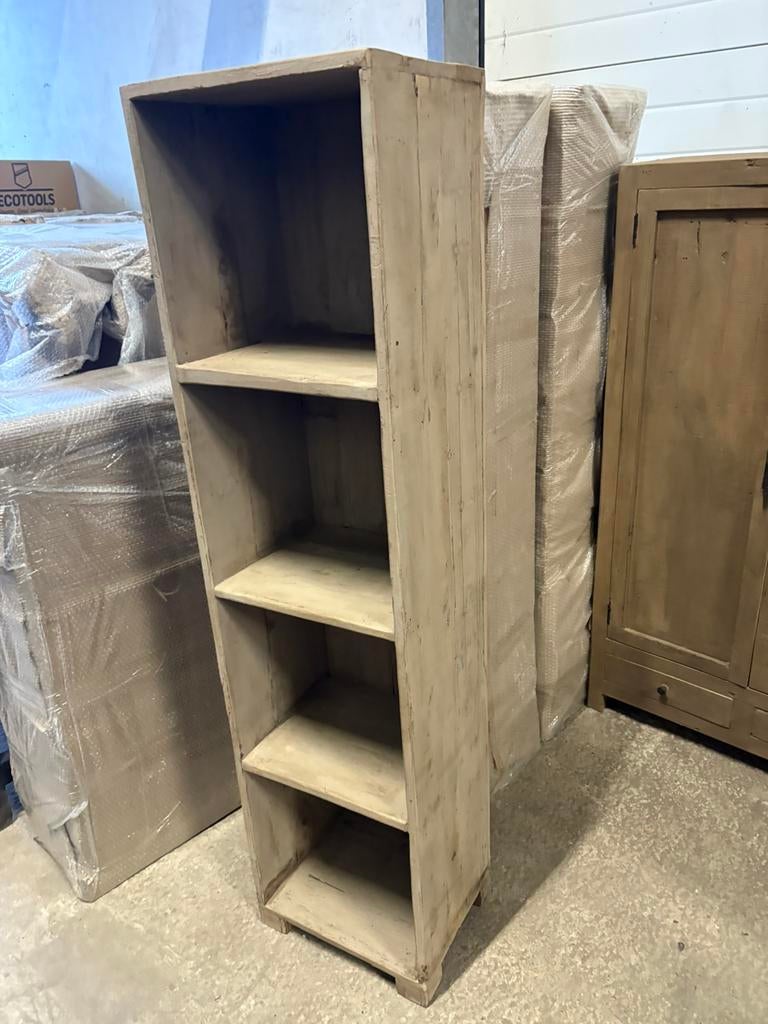 Boekenkast van oud hout - taupe kleur, Huis en Inrichting, Kasten | Boekenkasten, Ophalen, Minder dan 50 cm, Teakhout, Nieuw