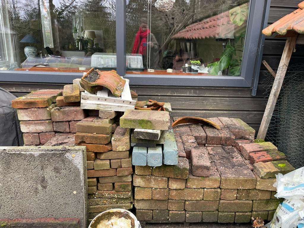 Betonklinkers en rubberen tegels, Tuin en Terras, Ophalen, Gebruikt, Rubber, Overige typen