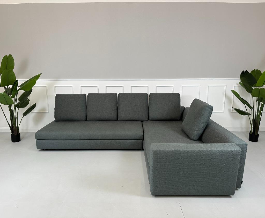 Minotti Kline Bank Stoffen Designbank + Tafel, Huis en Inrichting, Banken | Bankstellen, Gebruikt, Hoekbank, Ophalen of Verzenden