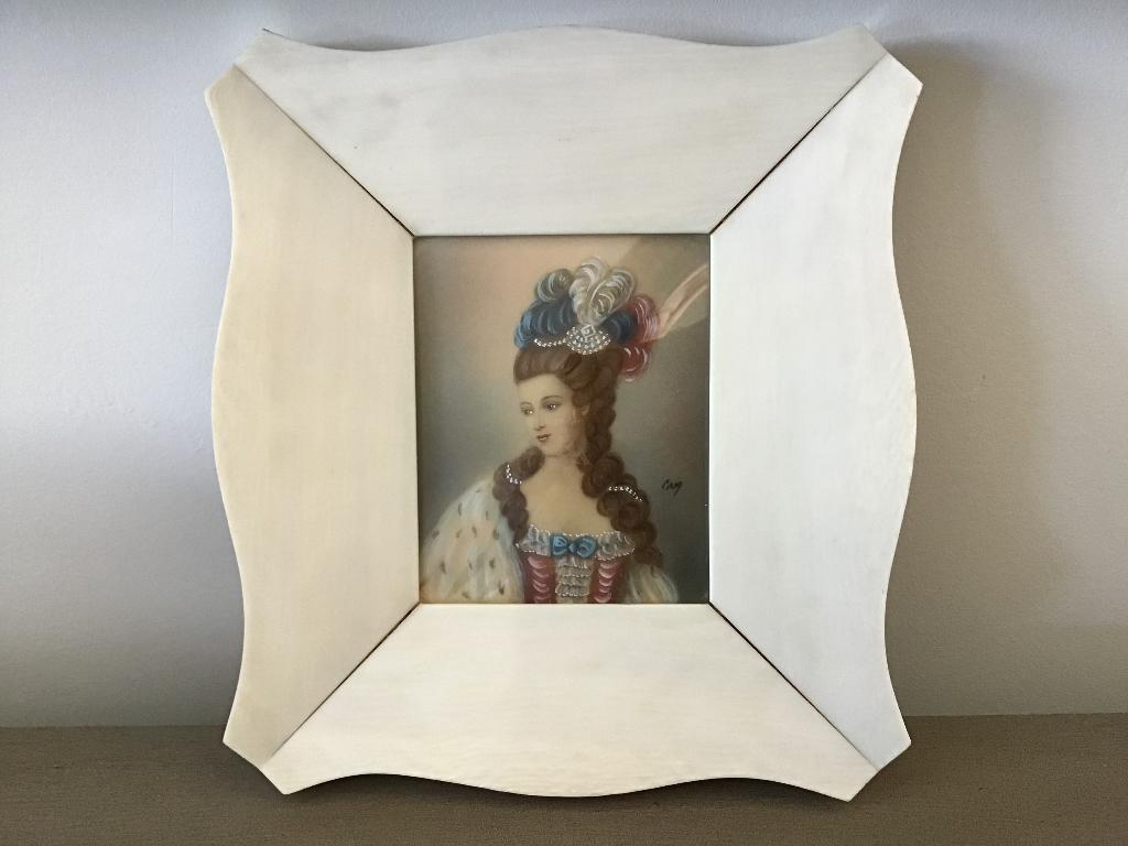 Miniatuur Marie Antoinette in ivoren lijstje, Antiek en Kunst, Ophalen of Verzenden