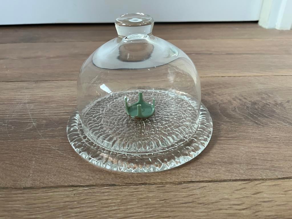 Stolp van glas met bewerkt plateau, Huis en Inrichting, Woonaccessoires | Stolpen, Ophalen of Verzenden, Zo goed als nieuw