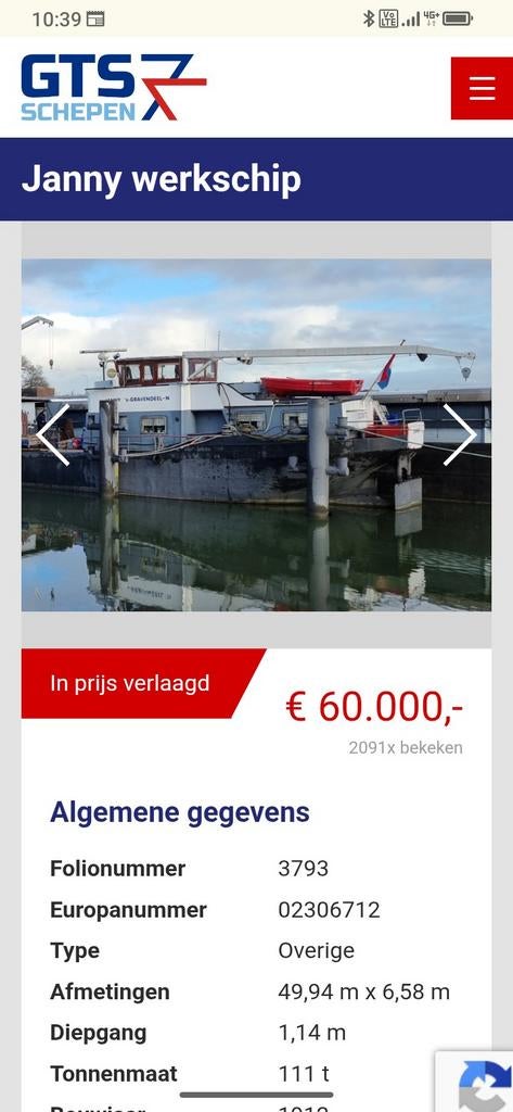werkschip Janny, Shipfix Techniek, kempenaar, Ophalen of Verzenden