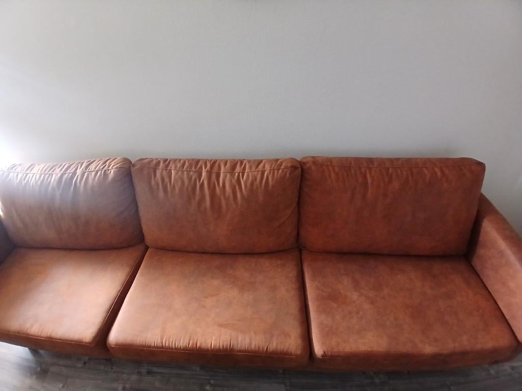 Bank collin 4zits cognac, Ophalen, Minder dan 75 cm, Zo goed als nieuw, Rechte bank