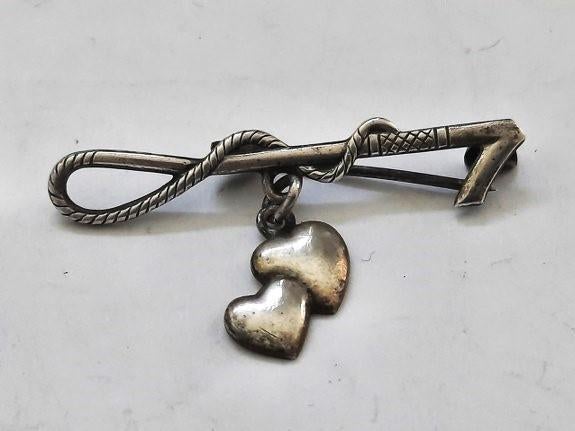 Antiek zilveren broche rijzweep, plastronspeld.  KH 835, Ophalen, Zilver, Broche